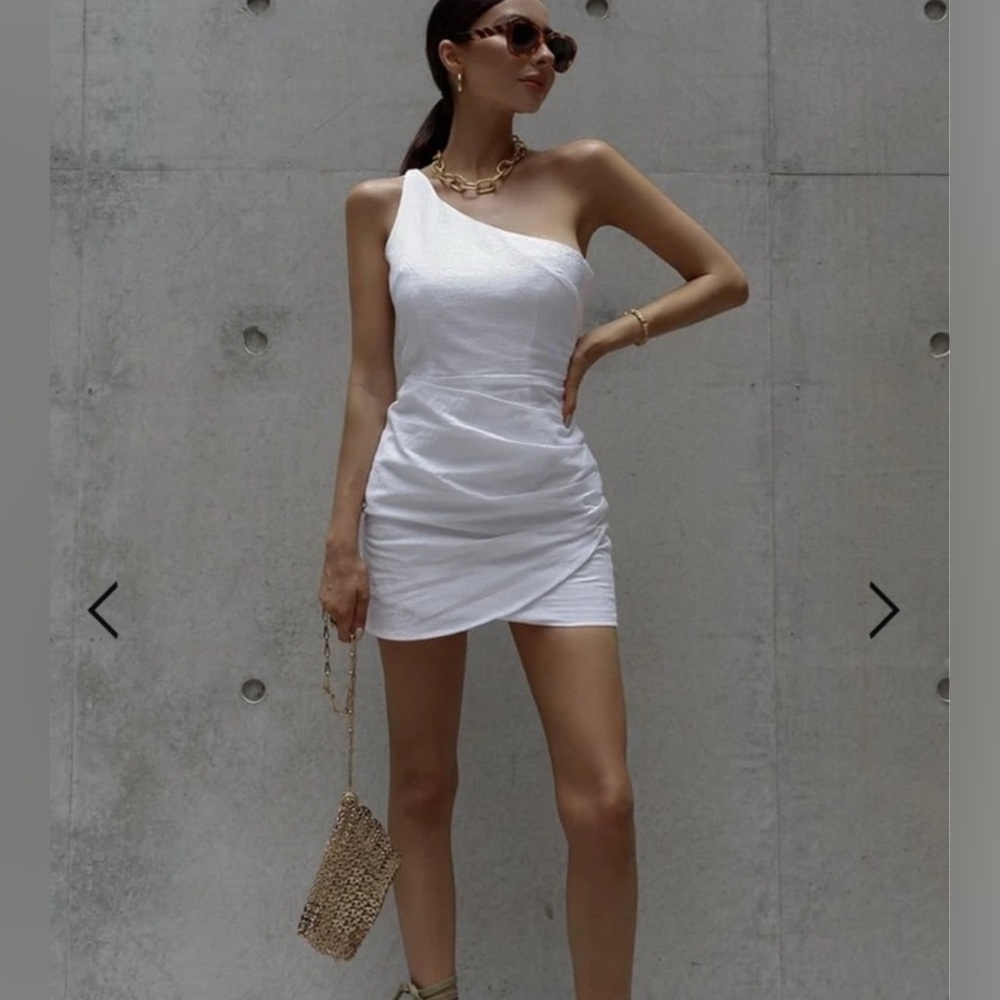 One-Shoulder White Mini Dress - Classic Summer Dress